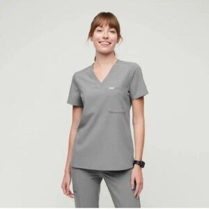 Figs Womens Dark Space Grey Catarina 1-Pocket Scrub Top